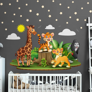 Sticker mural - Ambiance Sticker - ANIMAUX BÉBÉS D'AFRIQUE - 110x165cm