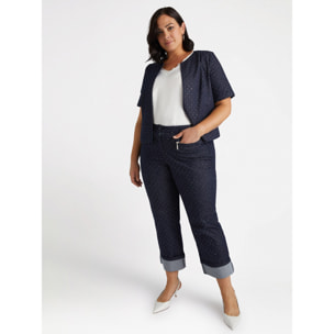 Fiorella Rubino - Vaqueros cropped con microtachuelas - Azul