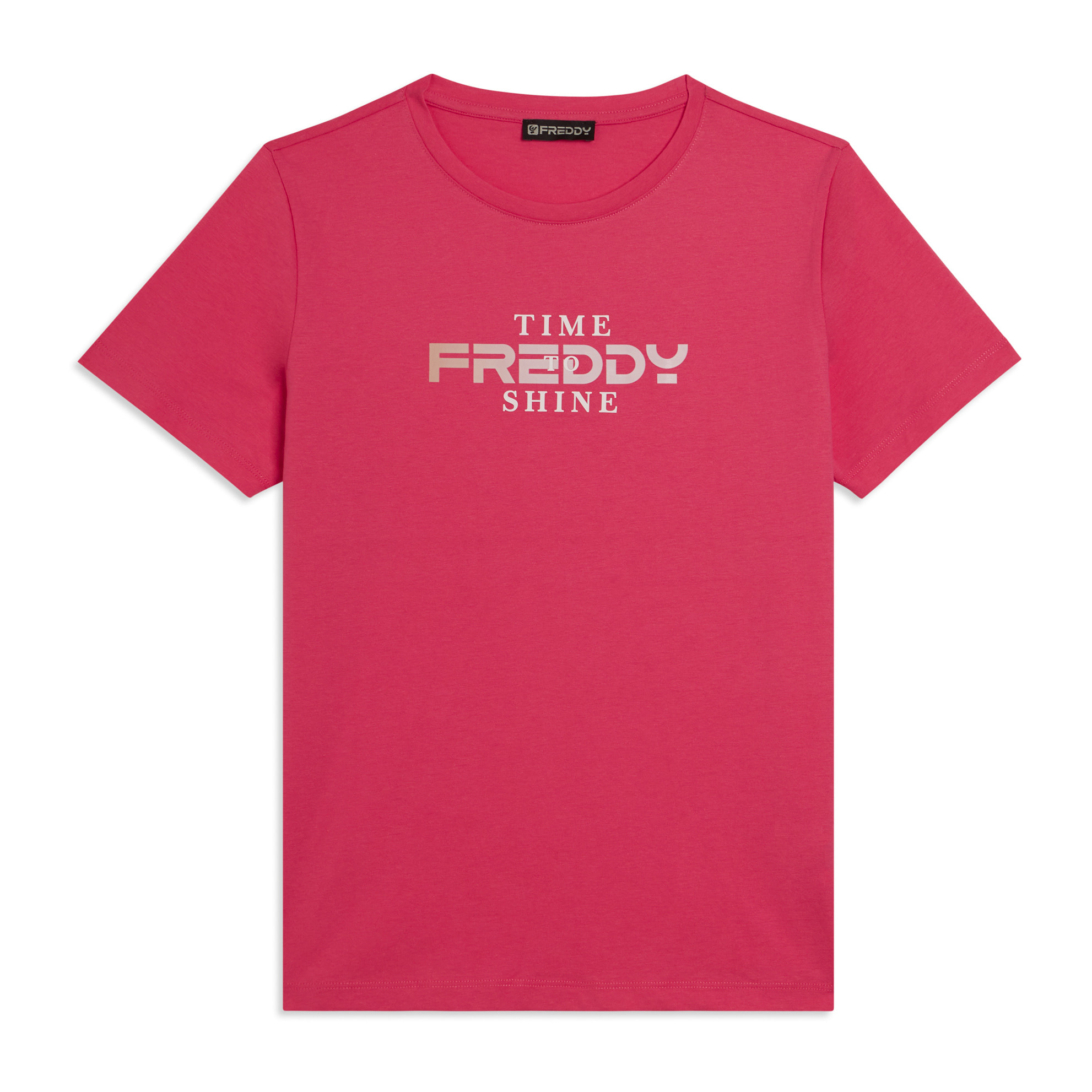 T-shirt Comfort Fit con Logo FREDDY e Slogan "Time Shine"