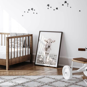 Affiche enfant veau  Affiche + cadre en bois - Noir