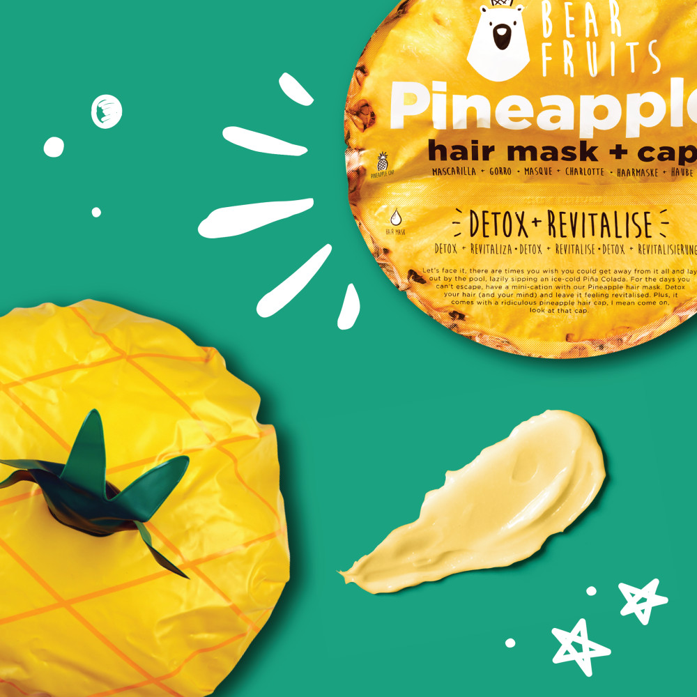 Masques Capillaires et Charlottes - Bear Fruits - Ananas : Détox et Energie - Pack de 3