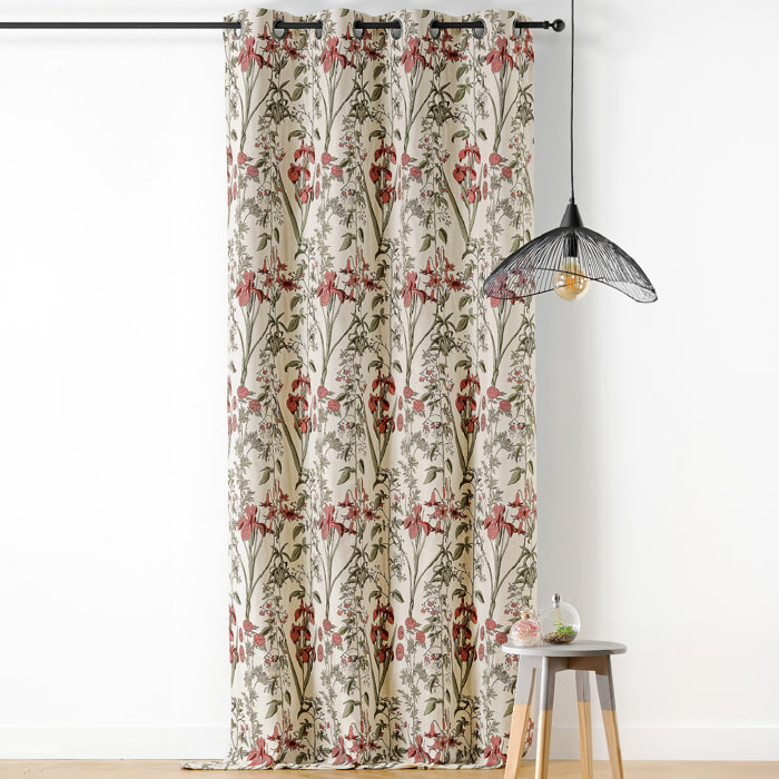 Rideau fleur d'Iris poly-coton - Rouge