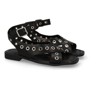 Sandalias planas de mujer, comodas y elegantes, diseño moderno con ojales