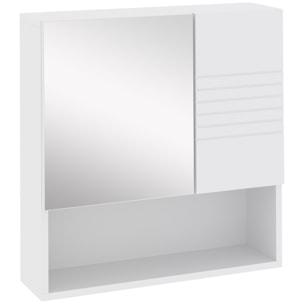 kleankin Mobiletto Bagno Pensile con Specchiera e Ripiani Regolabili, 54x15x55cm - Bianco