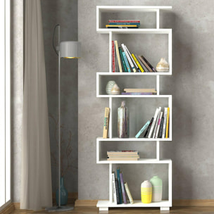 Libreria Dpeeter, Scaffale da ufficio, Mobile portalibri, Biblioteca, 60x20h165 cm, Bianco