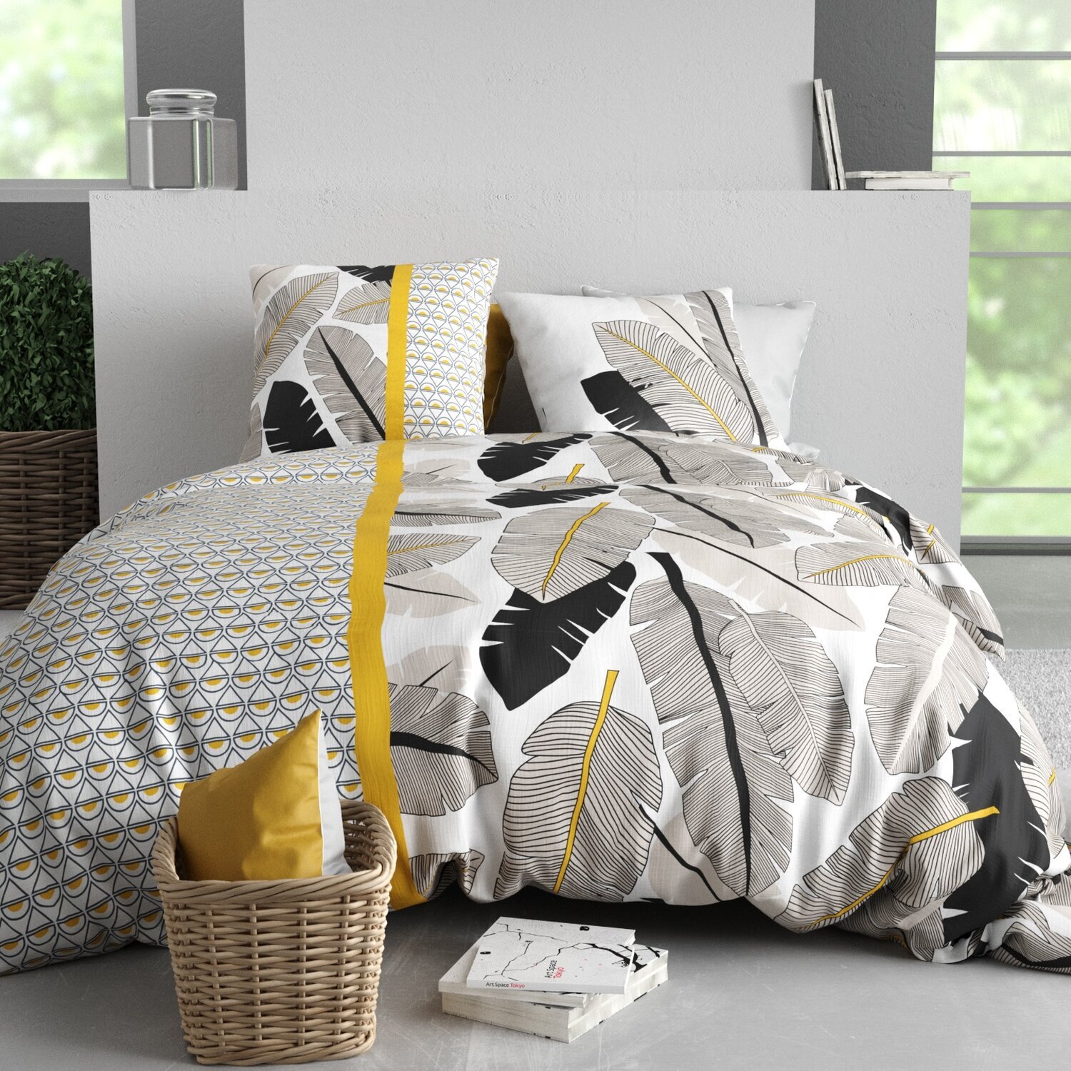 Parure housse de couette imprimé 100% coton - palmora