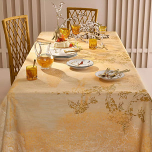 Chemin de table lin & coton lavé 190 g/m² imprimé jaune Soleil d'or dore