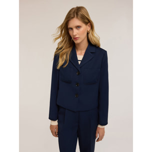 Motivi - Chaqueta corta con inserciones de raso - Azul