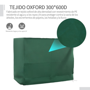 Funda Balancín Jardín Funda Columpio Jardín Exterior Cubierta de Columpio con Cordones Ajustables Impermeable Anti-UV 240x133x185 cm Verde