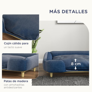 Sofá para Perros Grandes Cama Elevada para Perros con Patas de Madera y Cojín Lavables Cama para Mascotas Carga 30 kg 96x66x24 cm Azul