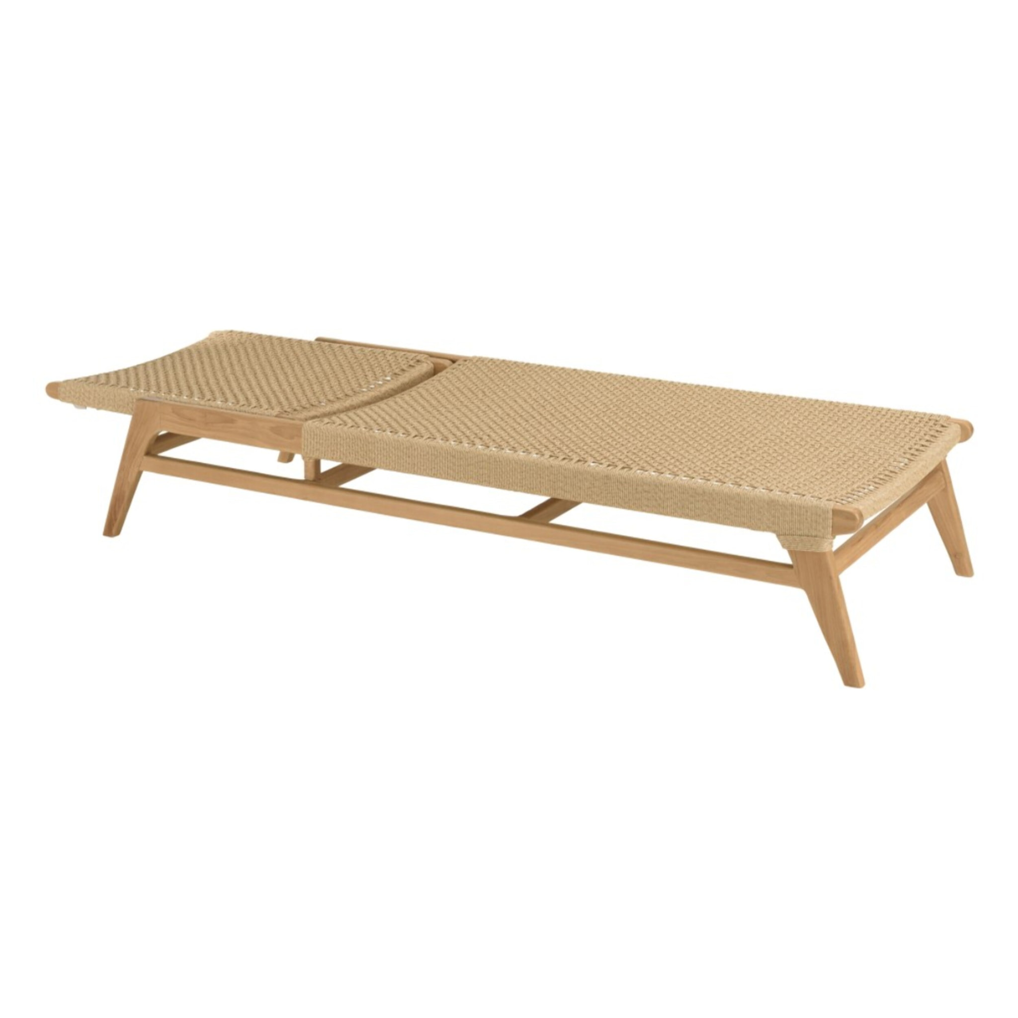 VALERIA - Bain de soleil en teck naturel et rotin synthétique beige