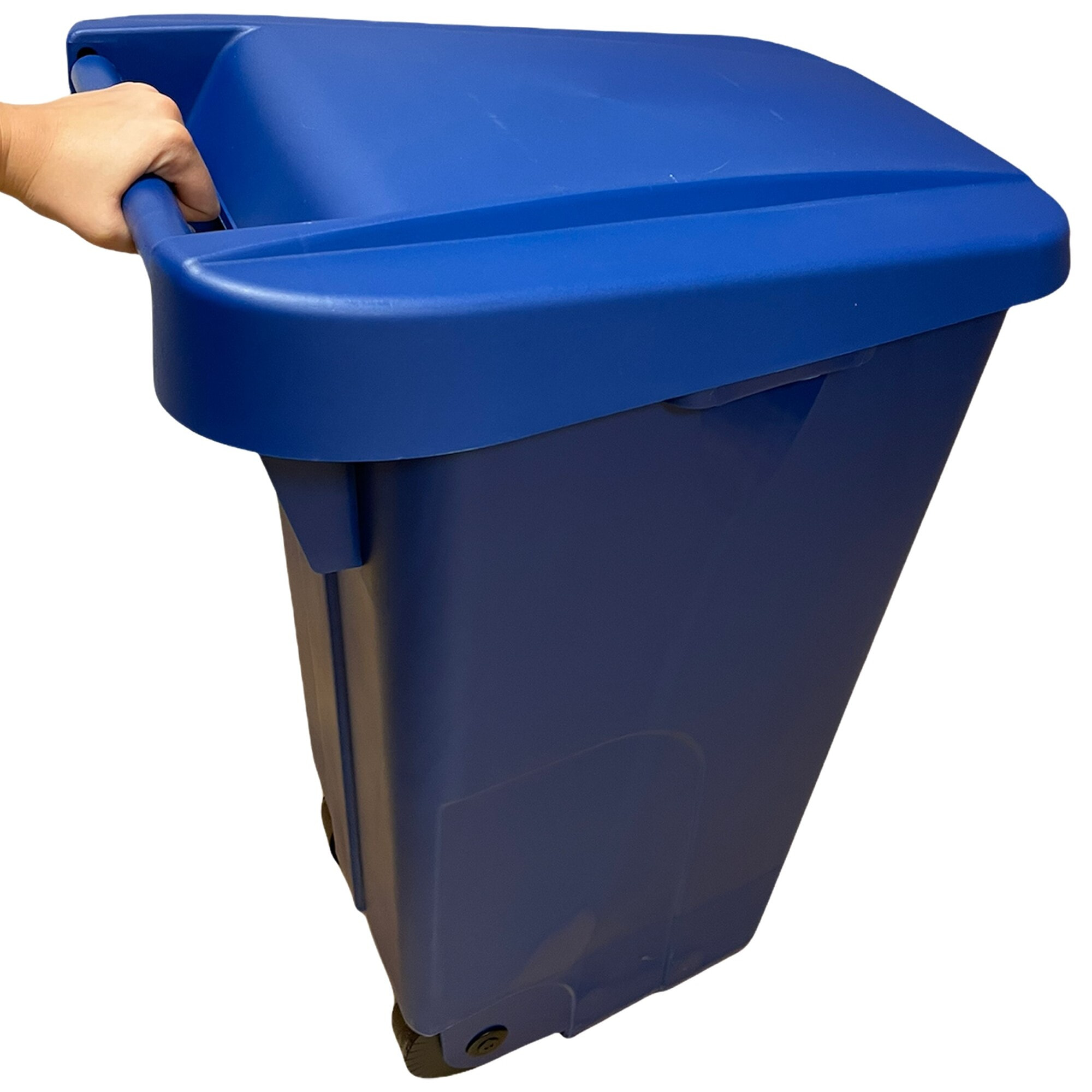 Pack reciclaje 3 contenedores - cubo de basura wellhome reciclo 110l cerrado c/u: azul (papel y cartón) - verde (vidrio) - amarillo (plásticos)