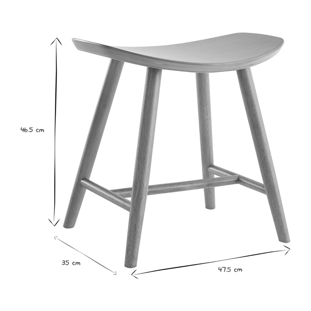 Tabouret bas bois clair H46.5 DEMORY