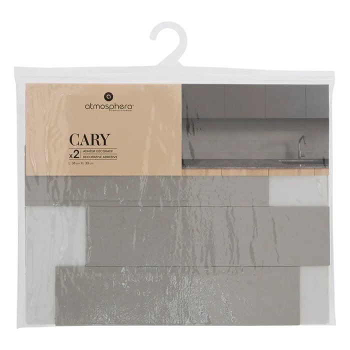 Stickers muraux effet travertin Cary gris graphite 30x38cm