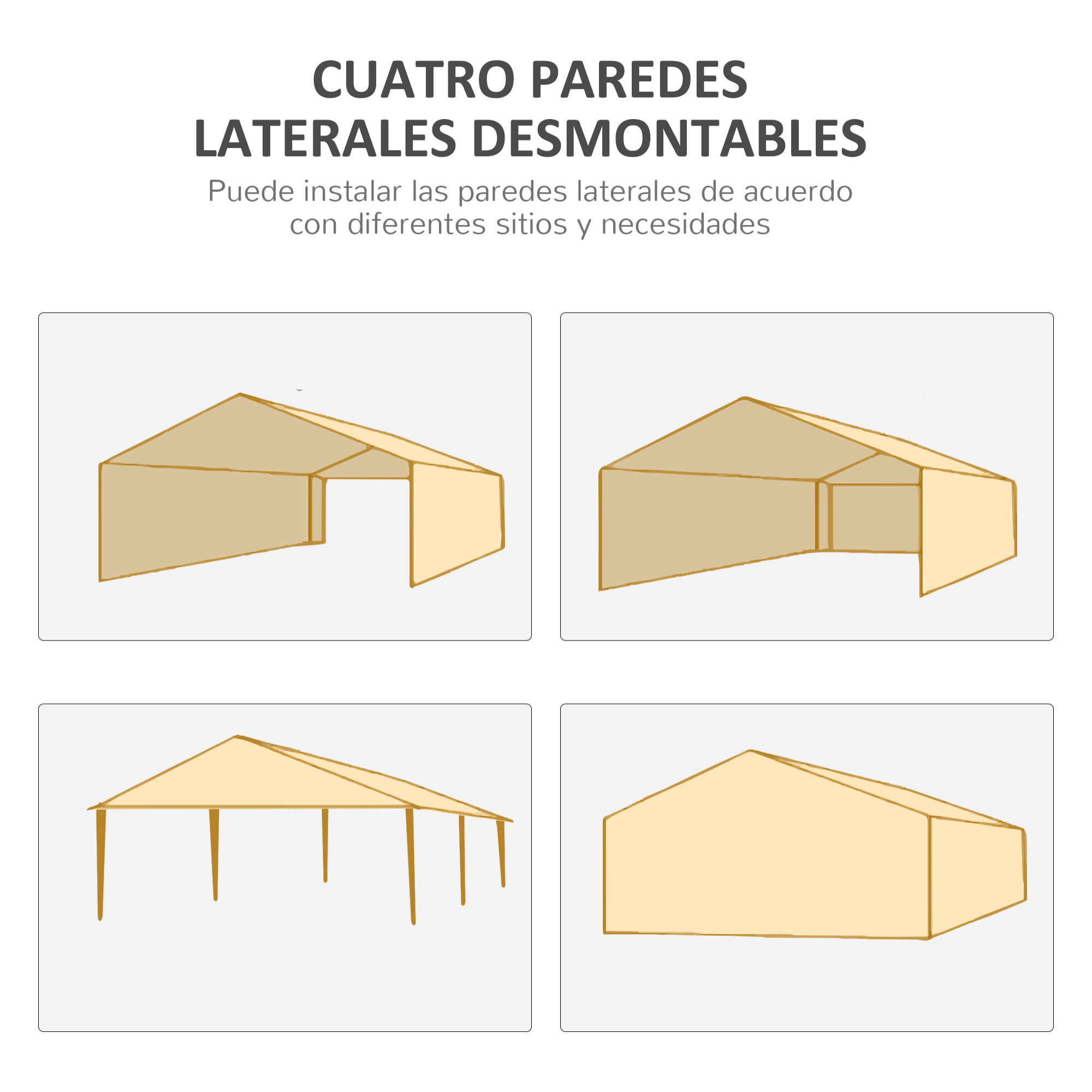 Carpa de Jardín con Laterales Desmontables 6x3 m Gazebo Pabellón con 4 Ventanas Transparentes 12 Orificios de Drenaje y Marco de Acero para Exterior Terraza Blanco