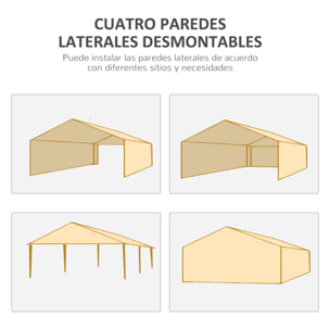 Carpa de Jardín con Laterales Desmontables 6x3 m Gazebo Pabellón con 4 Ventanas Transparentes 12 Orificios de Drenaje y Marco de Acero para Exterior Terraza Blanco