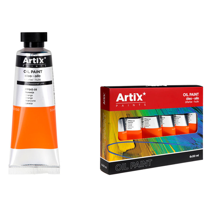 Confezione da 6 u. PITTURA AD OLIO EXPERT 50 ml ARANCIONE