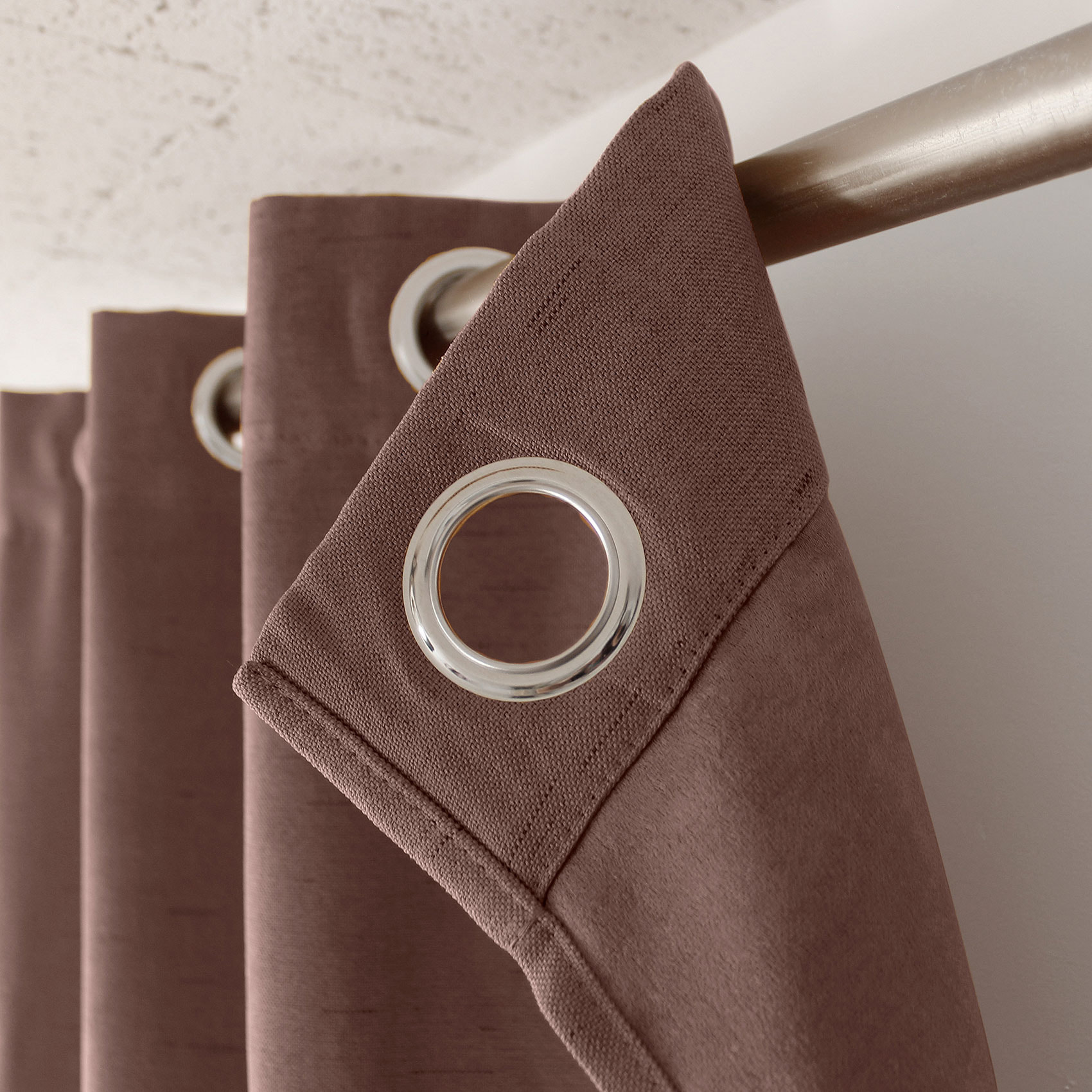 Rideau occultant uni et fileté - Marron glacé