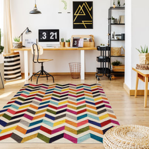 Tapis multicolore Jesini motif géométrique Chevrons