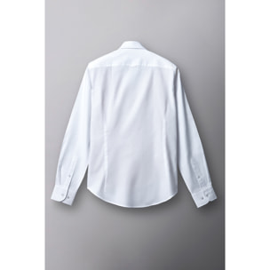 camicia uomo 1 bottone button down slim Popeline Stretch Unito Bianco