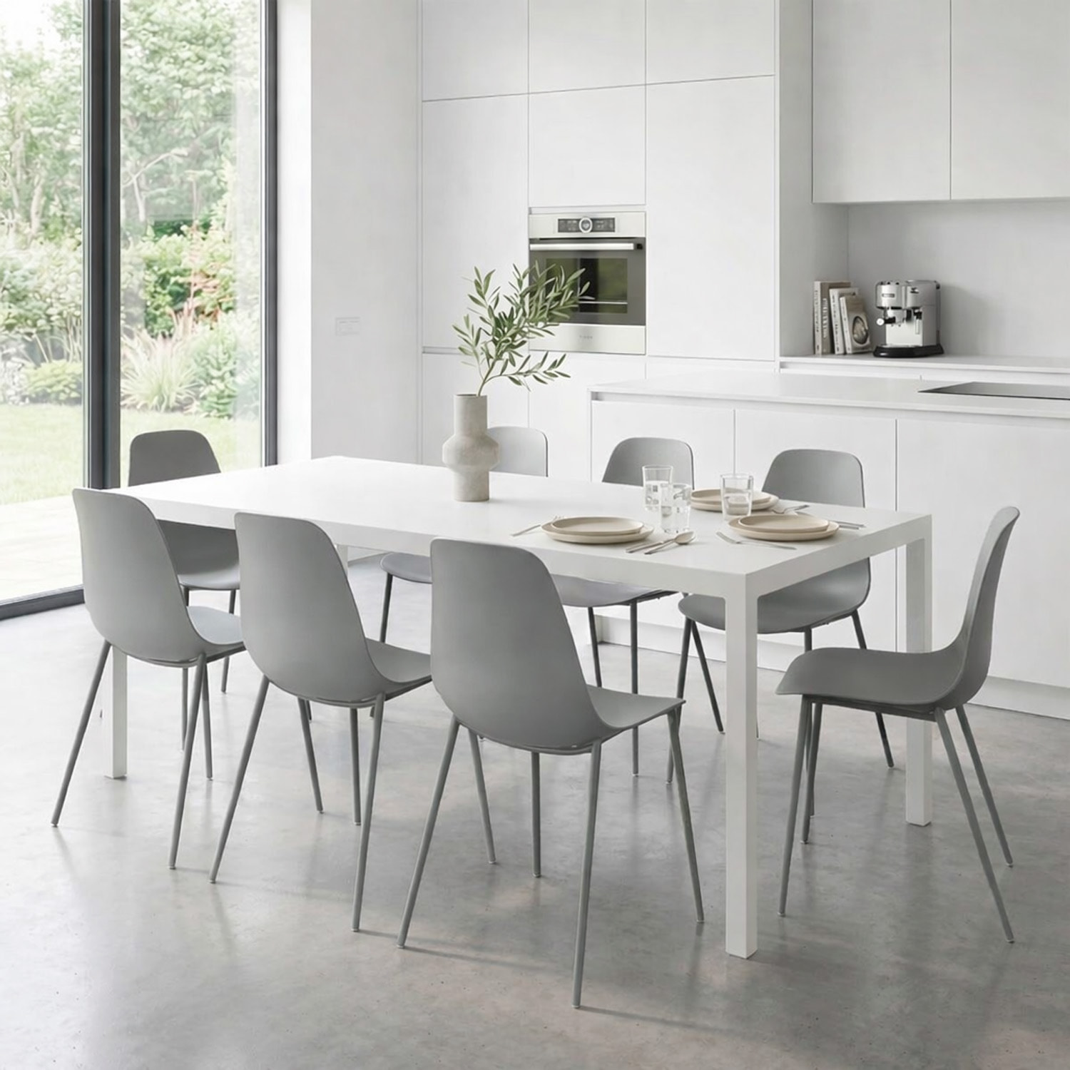Set 4 Sedie Moderne Con Schienale Ergonomico In Polipropilene E Gambe In Metallo Cucina Sala Da Pranzo Soggiorno 87 x 53 x 49 Cm Grigio Scuro