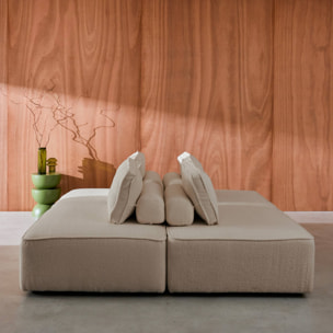 Set de 2 chauffeuses pour canapé modulable tissu bouclette beige 2 places Bao. L 180 x P 90 x H 74cm