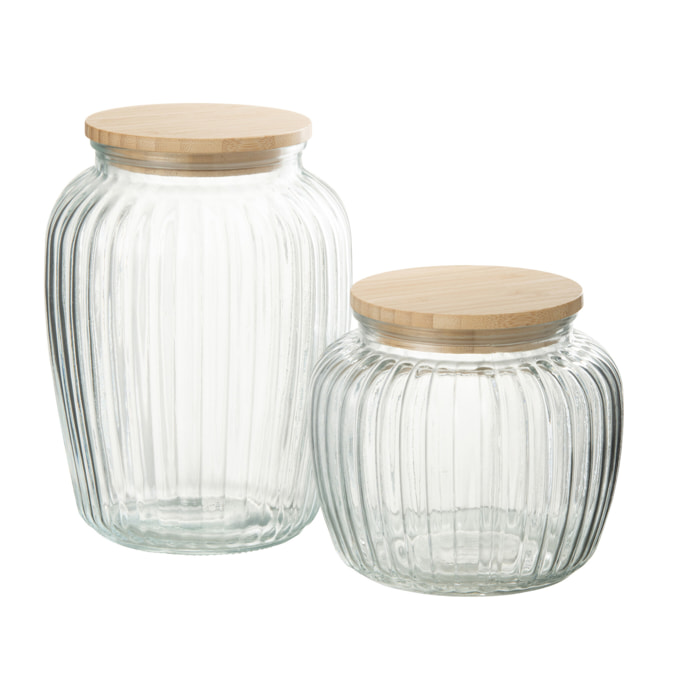 J-Line pot de conservation Louis - verre/bambou - transparent/naturel - large