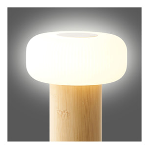 Lampada da tavolo Stafford ricaricabile in bambù e bianco