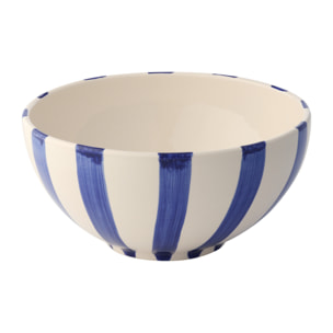 J-Line Bol Poisson Ligné - céramique - bleu foncé - large