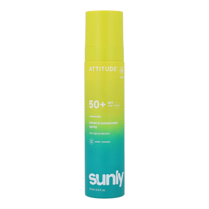 Mineral sunscreen Spray Face & Body SPF 50 unscented Attitude Sunly 75 ml