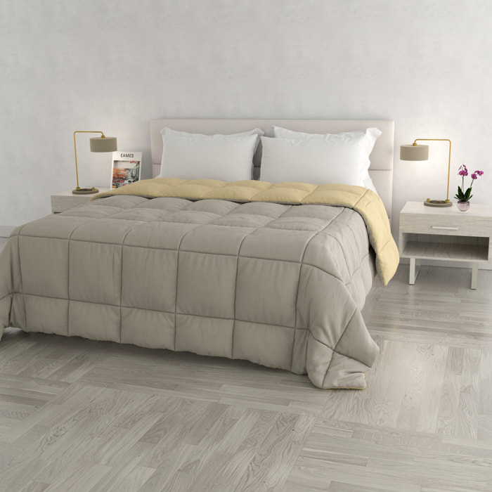 TRAPUNTA INVERNALE ELEGANT, 300gr, Microfibra, Doubleface, Made in Italy - GRIGIO CHIARO/PANNA