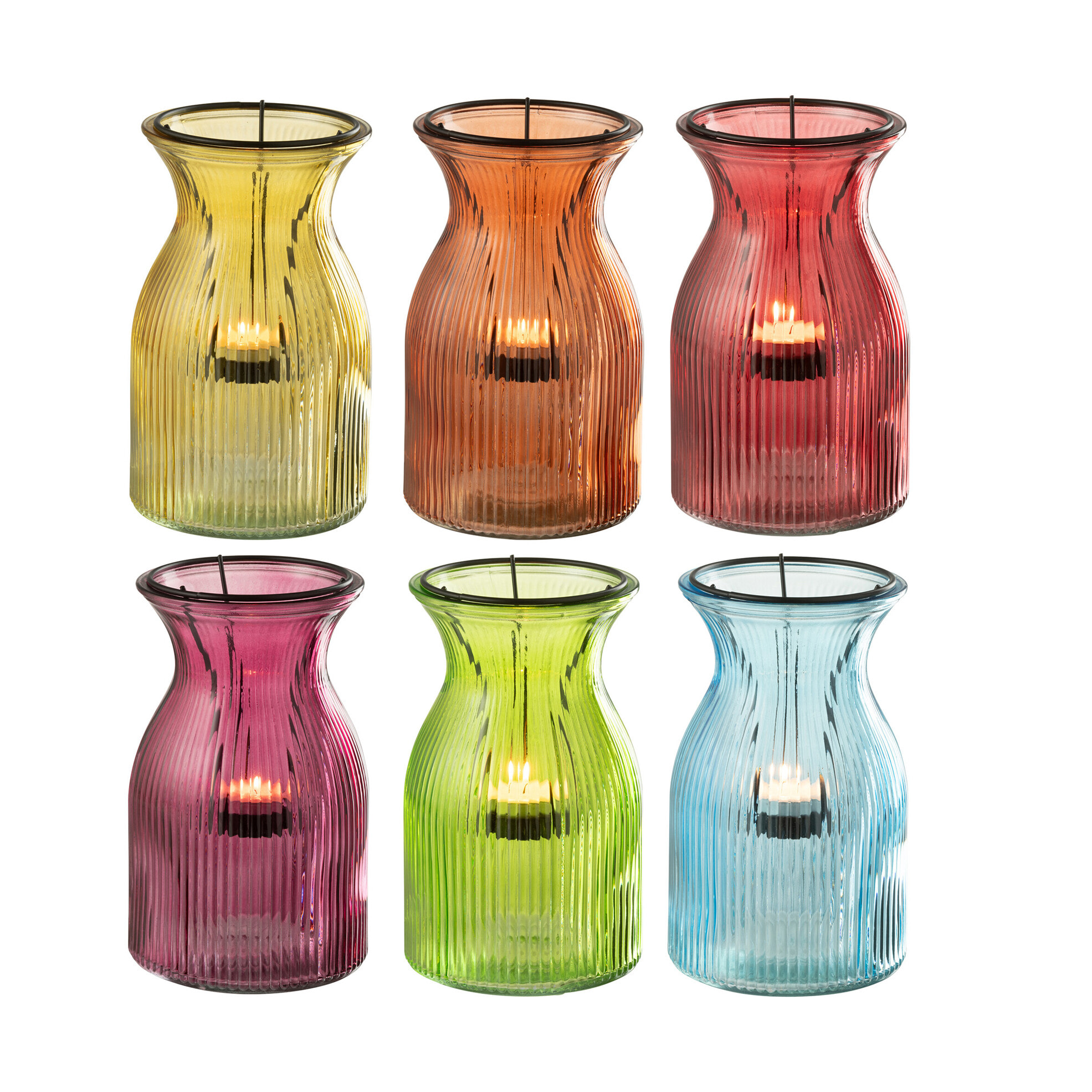 J-Line plateau bougeoir Popa - verre - mix - 6 pièces