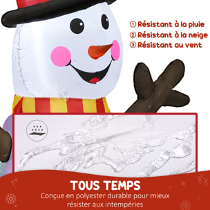 Bonhomme de neige et pingouins gonflable LED de Noël - matériel fixation et souffleur inclus - polyester