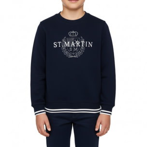 Felpa girocollo con ricamo logo french terry