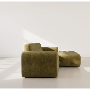 Diane - Canapé d'angle droit 4 places en velours texturé - Vert Kaki