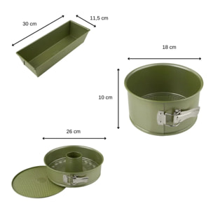 Ensemble de 3 moules à gâteaux de 18 à 30 cm Zenker Green Vision