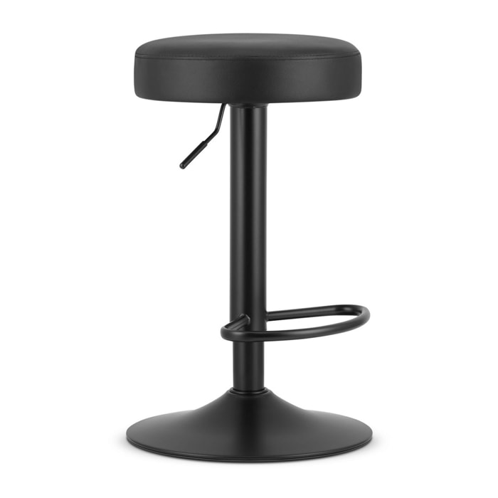 Sgabello da bar ROJST in ecopelle nera con base nera