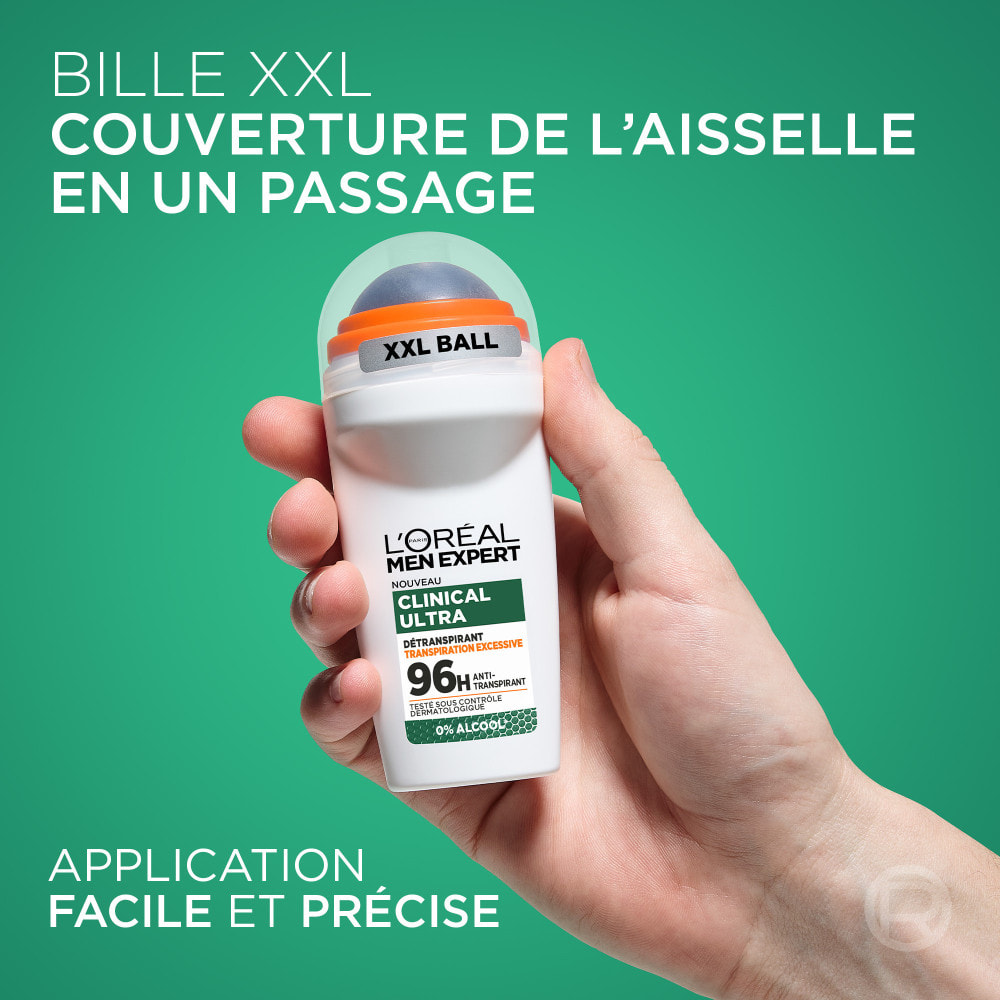 Lot de 6 - L'Oréal Men Expert Clinical Ultra Détranspirant Bille 96h anti-transpirant & anti-odeurs 50ml