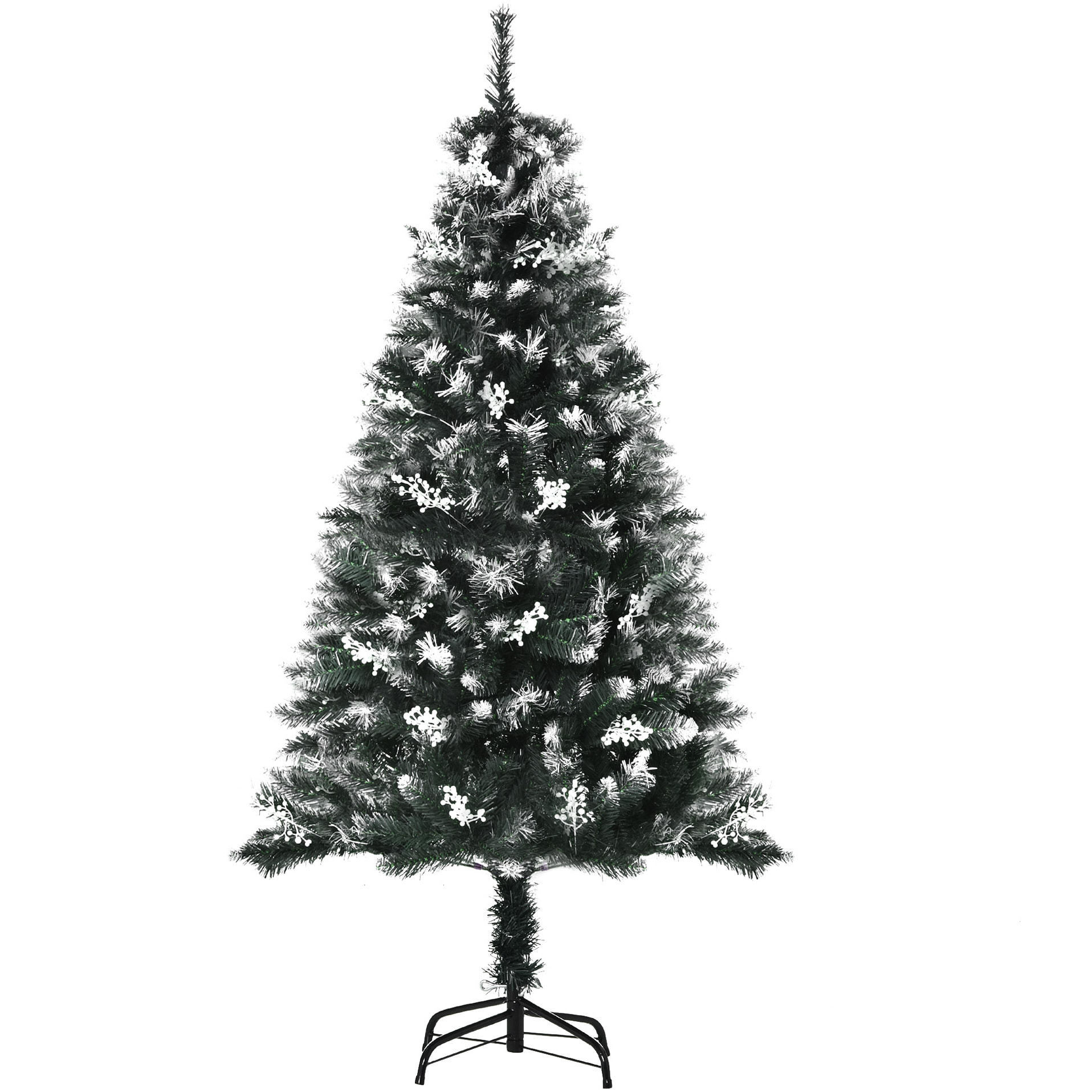 Árbol de Navidad 150 cm Árbol de Navidad Artificial con 378 Ramas 41 Decoraciones Soporte de Acero Base Plegable y Desmontable para Salón Verde
