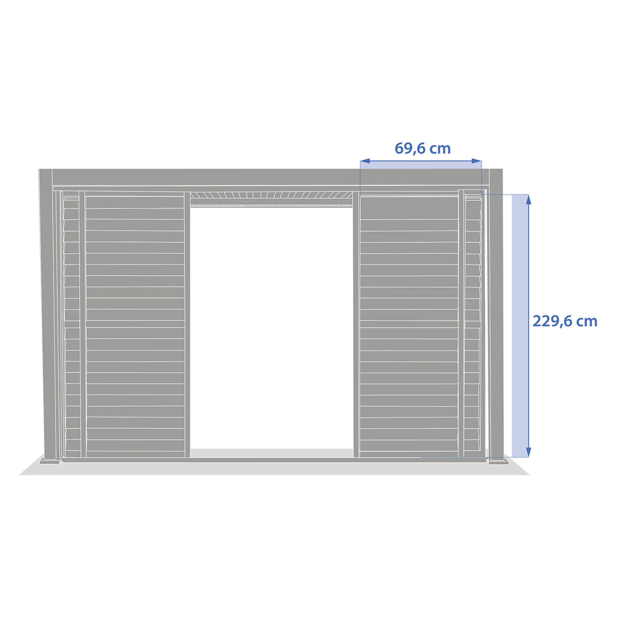 Persienne coulissante pour pergola bioclimatique "Evora" - 1/3 côté - 2,7 x 2,34m Blanc