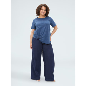 Fiorella Rubino - T-shirt con hotfix e dattaglio ad anello - Blu