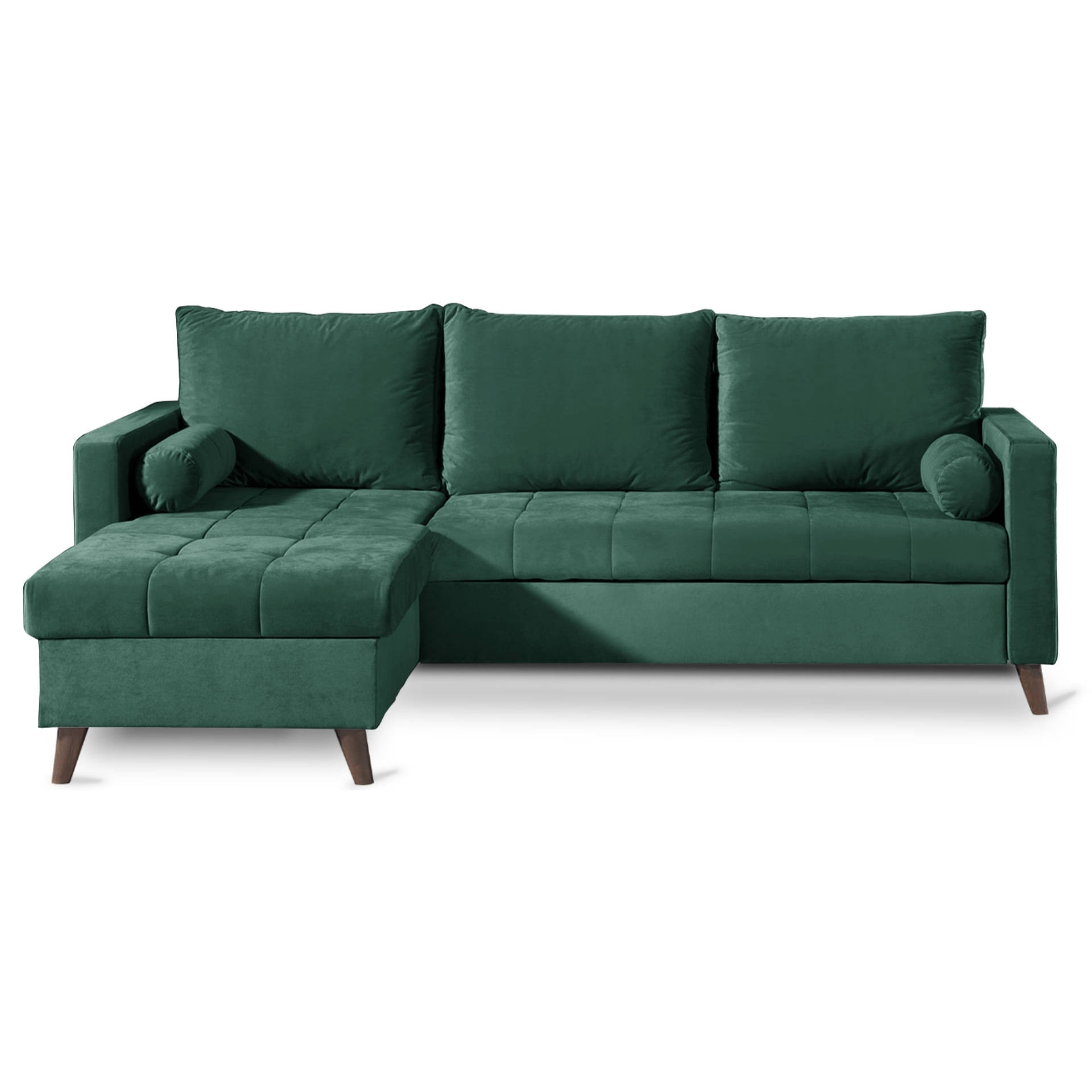 POLAR - Canapé d'angle réversible convertible - en velours au design scandinave - 4 places - Vert