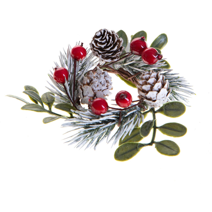 Girocandela con bacche e ilex - Pezzi 12 - ROSSO - Bianchi Dino SpA