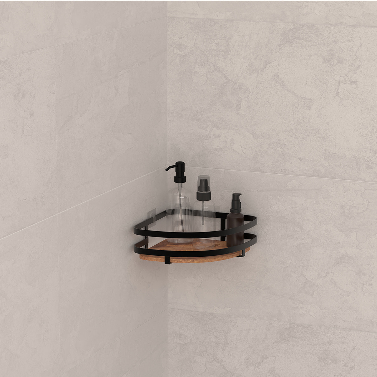 Étagère de douche d angle "Blackacia" en acacia