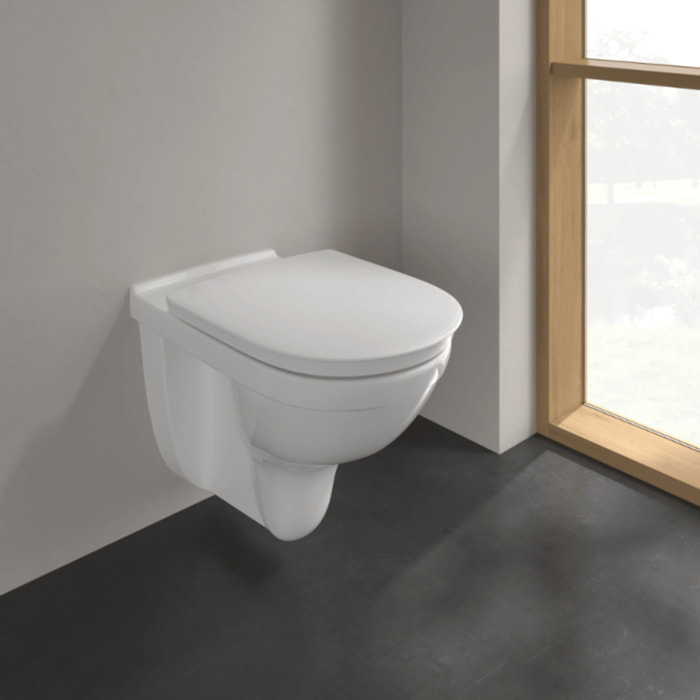 Cuvette WC suspendu PMR compact sans bride VILLEROY & BOCH ViCare blanc + Abattant