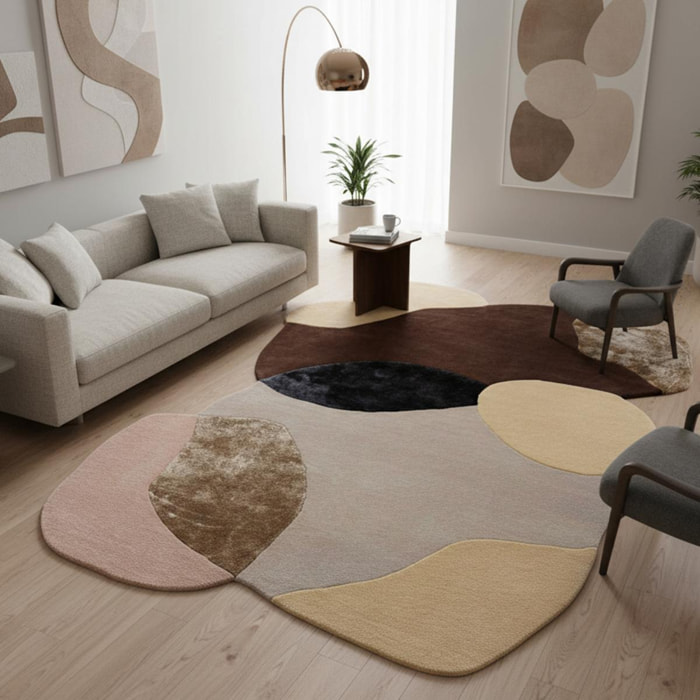 Tapis salon, Motif Abstrait, Forme Originale, Laine Noble, Élégant