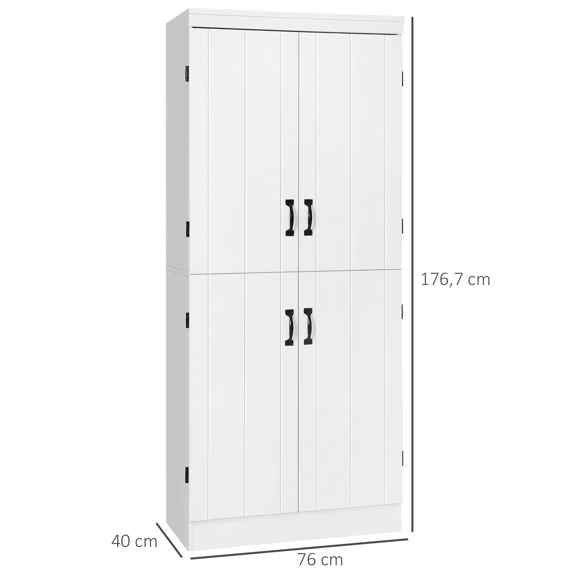 Armoire de cuisine buffet de salle à manger avec 4 portes 6 étagères de rangement style moderne 76 x 40 x 177 cm blanc