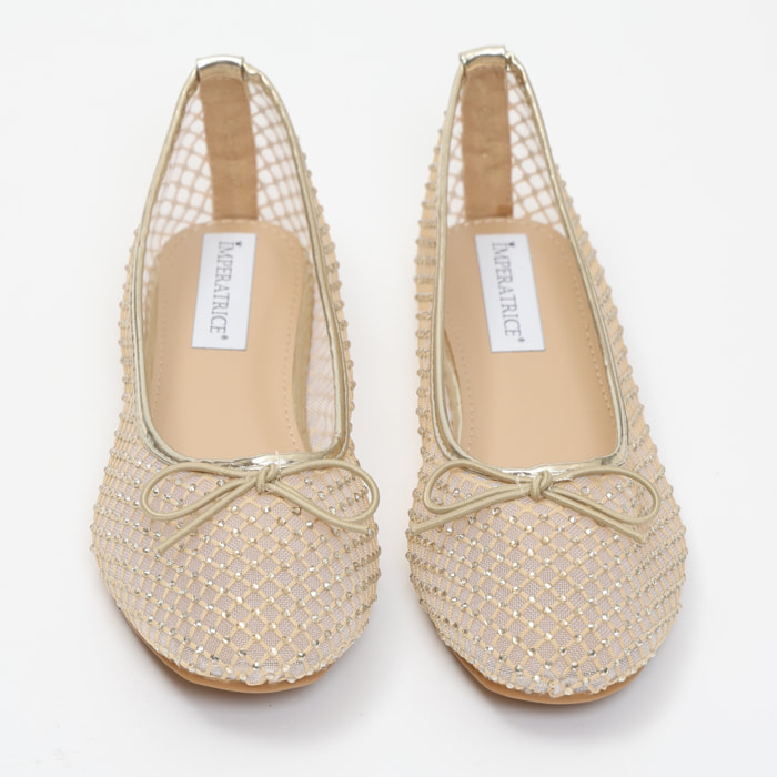 Ballerine in simil pelle traforate con strass