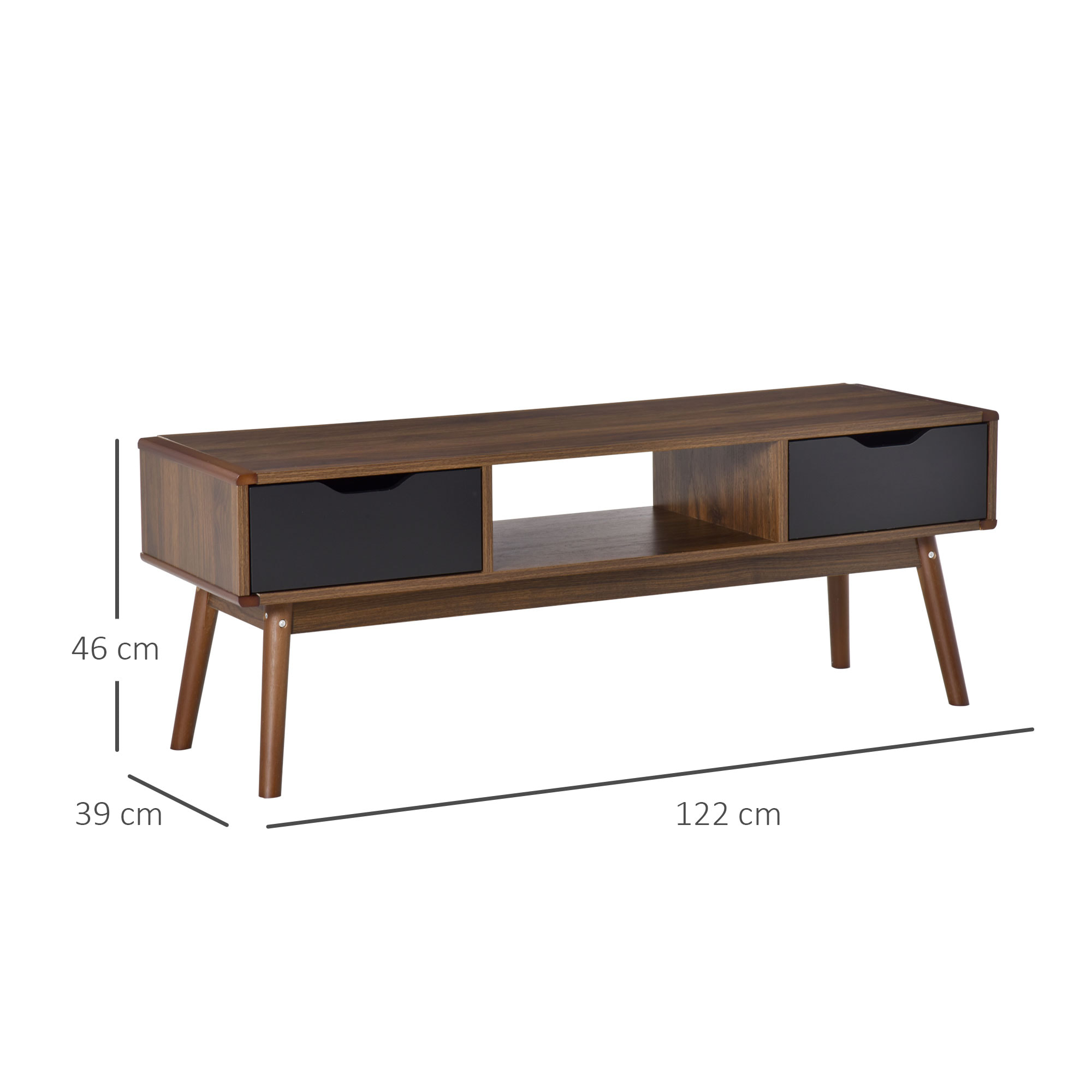 Mueble de TV Mesa de Salón Televisión de 50 Pulgadas con 2 Cajones 122x39x46 cm