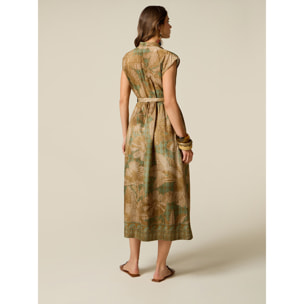 Oltre - Vestido camisero en muselina estampada - Verde